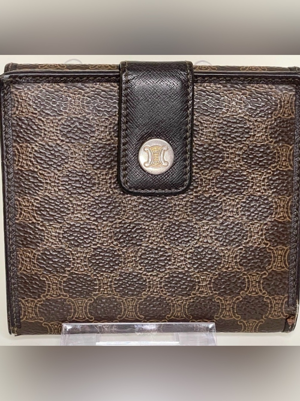 CELINE Macadam Triomphe Folded Wallet Brown Vintage